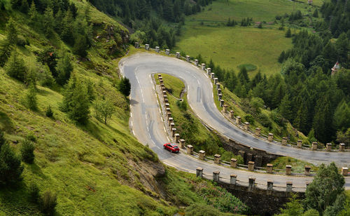 High angle view of mountain road