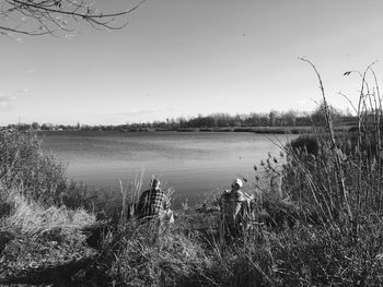 Scenic view of lake against sky