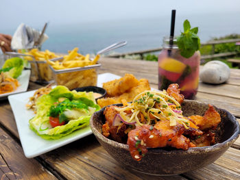 Close-up of food on table