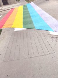 High angle view of zebra crossing on street