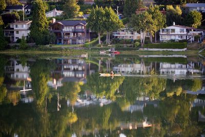 Reflection of trees in lake