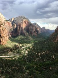 Scenic view of mountains against sky