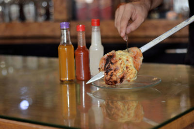 Close-up of food on table