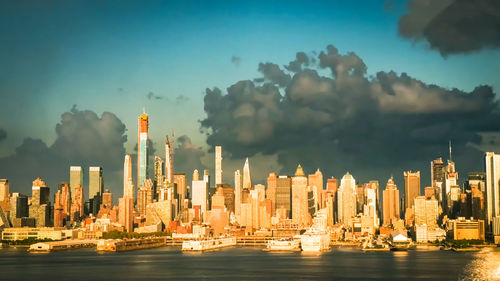 Beautiful evening view of the lower manhattan, new york city, united states of america