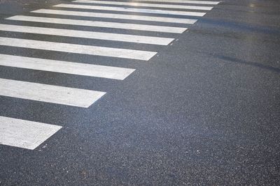 High angle view of zebra crossing on road