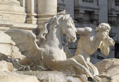 Close-up of sculptures at trevi fountain