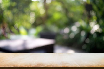 Close-up of wooden table