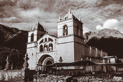 Low angle view of church against sky