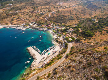 High angle view of beach by city