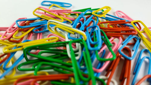 Close-up of colored pencils on table
