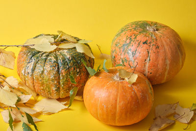 Close-up of pumpkin on table