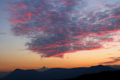 Scenic view of dramatic sky during sunset