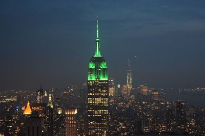 Illuminated cityscape at night