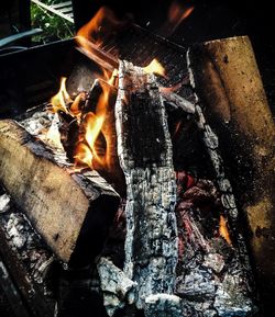 Close-up of bonfire at night