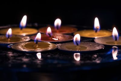 Close-up of burning candles