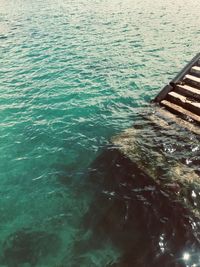 High angle view of boat in sea