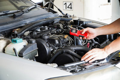 Man working in car