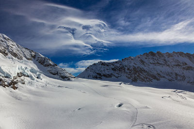 Panoramic view of the great aletsch glacier, switzerland.