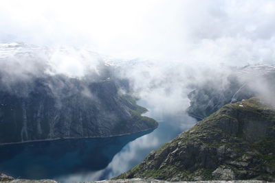 Panoramic view of snowcapped mountains against sky