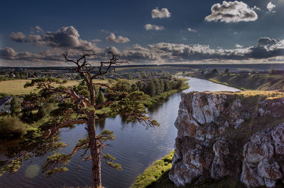 River and clouds during summer day