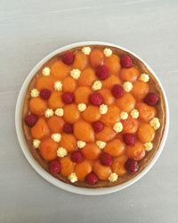 Directly above shot of strawberries in bowl