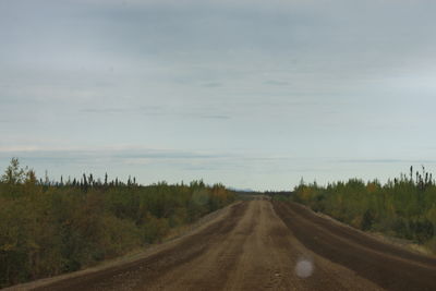 Road amidst trees against sky