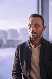 Portrait of businessman wearing glasses