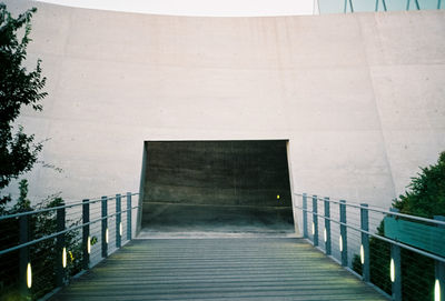 Empty steps leading towards clear sky