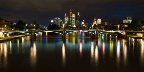 Bridge over river at night