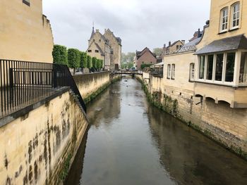 Bridge over river amidst buildings in city