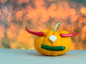 Close-up of pumpkin on table