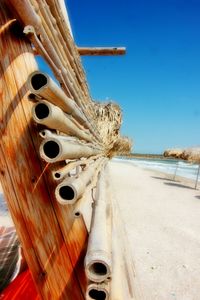 Close-up of nautical vessel on wall