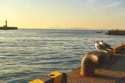 Scenic view of sea against sky during sunset