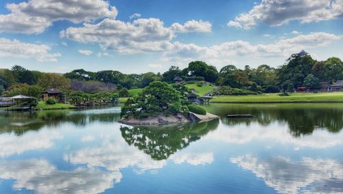 Scenic view of lake against sky