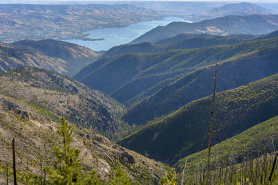Lake chelan in the distance surrounded by mountains