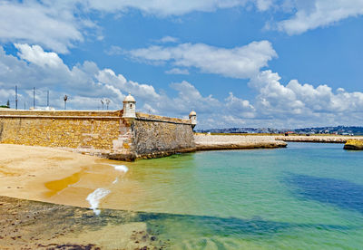 Scenic view of sea against cloudy sky