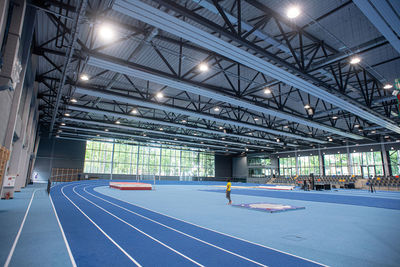 Interior of illuminated factory