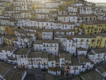 High angle view of buildings in city