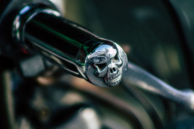 Close-up of motorcycle handlebar