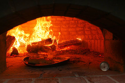 Close-up of fire on wood