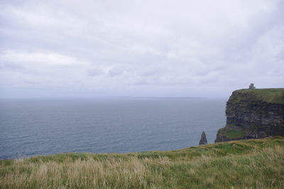 Scenic view of sea against cloudy sky