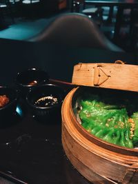 Close-up of food on table