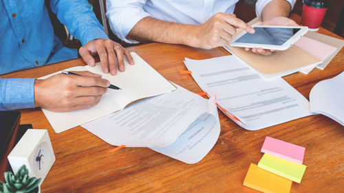 High angle view of business people working in office