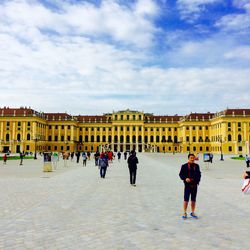 Tourists at historical building