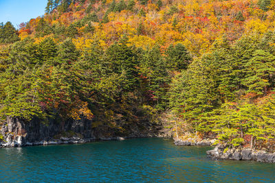 Scenic view of sea during autumn