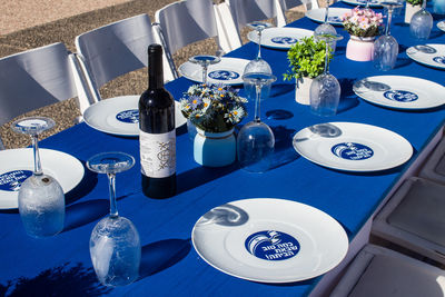 High angle view of place setting on table