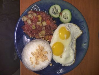 High angle view of breakfast in plate