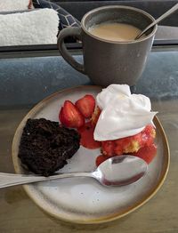 Close-up of breakfast on table