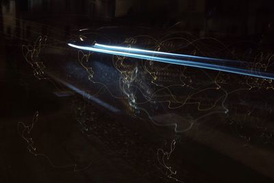 Close-up of light trails at night