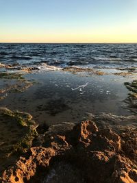 Scenic view of sea during sunset